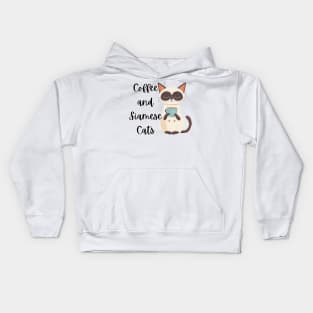 coffee and siamese cats Kids Hoodie